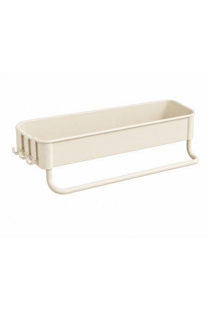Organizator pentru chiuvetă, suport pentru burete și detergent, 26,5 x 12,5 cm, suport pentru prosoape, cârlige integrate, plastic, alb