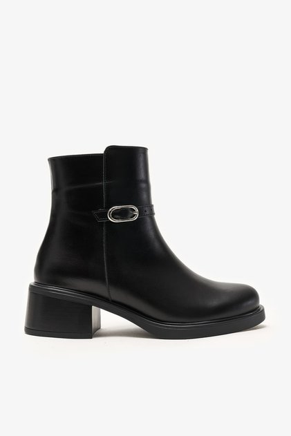 Kalista Black Leather Women's Heeled Boots