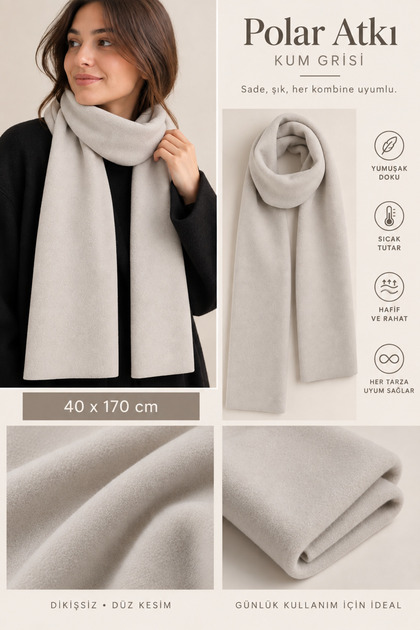 Sand Gray Polar Scarf