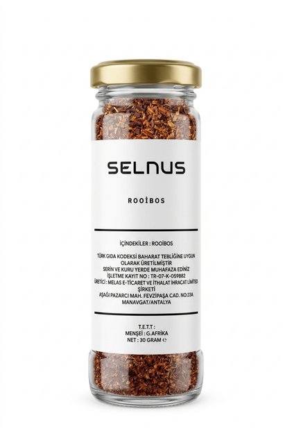 Rooibos Çayı 30 Gr Cam Kavanoz Kırmızı Rooibos Kafeinsiz Aspalathus linearis