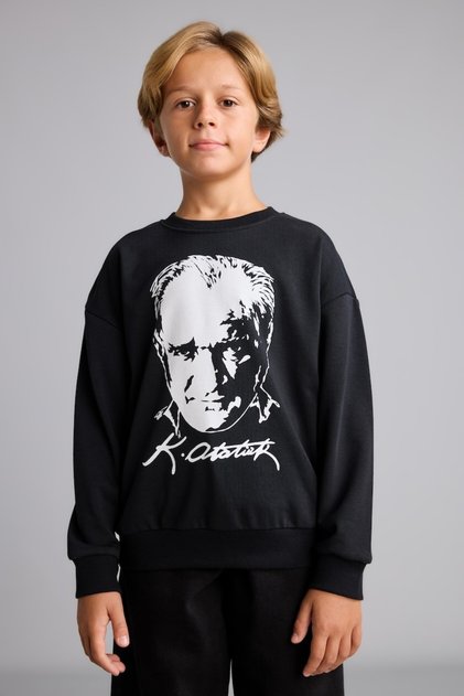 Ataturk Printed Crew Neck Sweatshirt for Boys I6566A826Wn