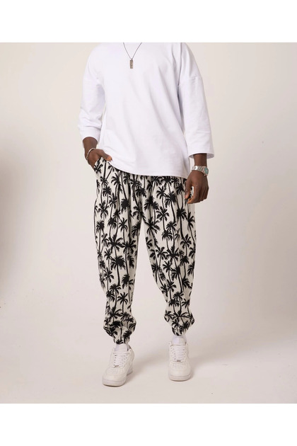 Elastic Waist Pleated Patterned Shalwar