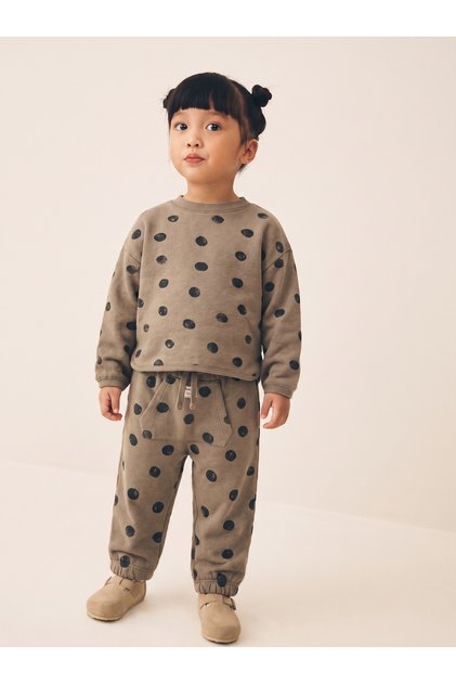Unisex Baby/Child Printed Printed Sweatpants/Pants with Kangaroo Pockets, 2-Piece Set, Khaki