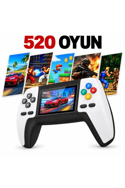 520 Oyunlu Taşınabilir El Oyun Konsolu – TV Bağlantılı, Çift Kişilik Oyun Destekli, Şarjlı Retro Oyun Konsolu
