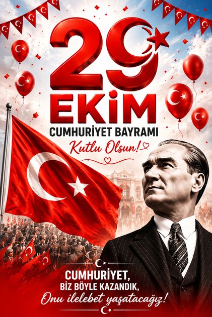 29 Ekim Cumhuriyet Bayramı Atatürk Temalı Branda 100x150 cm Vinil Baskı – Cumhuriyet Bayramı Dekorasyon Pankartı Türk Bayrağı |
