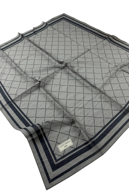 Ls2211 Patterned Cotton Silk Scarf 90X90 cm 09-Dark Gray-Black