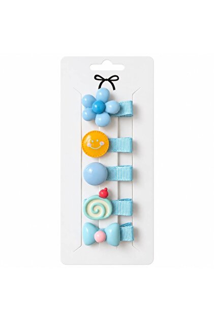 Children's Ribbon Covered Pencil Buckle Set with Cute Figures - Blue