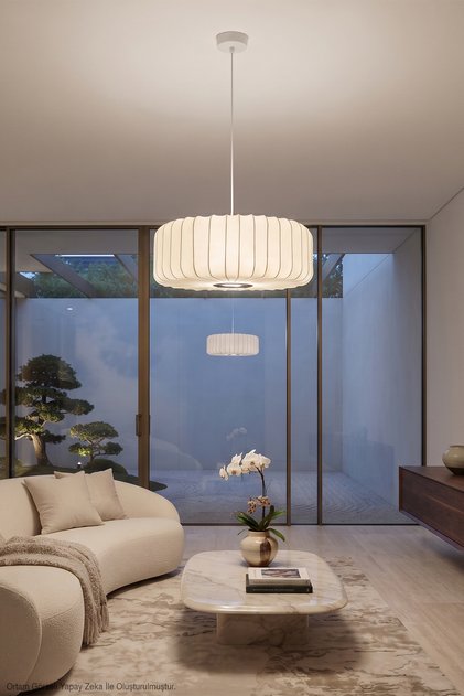 Dizayn İskandinav Modern Beyaz Yassı Dilimli Sarkıt - Salon,Mutfak,Antre,Yatak Odası Dekoratif Aydınlatma