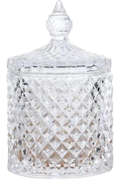 Crystal Candy Box With Lid - Glass Covered Sugar Bowl and Cookie Jar - Weave Design Dish