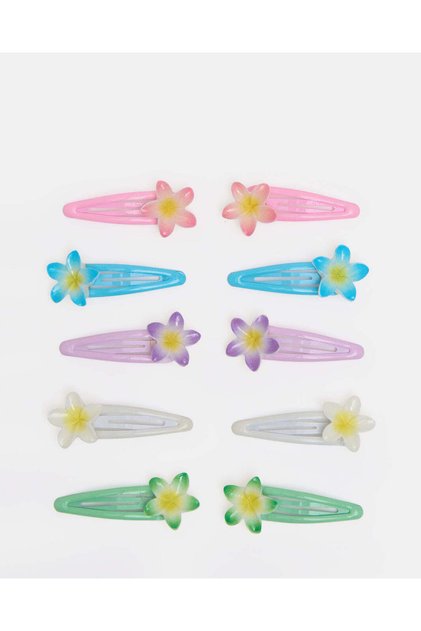 Girls Assorted Flower Hair Clip Set 10 Piece