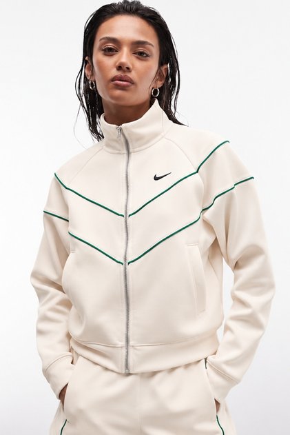 Windrunner Piping Detail Track Full Zip Jacket Kadın Şerit Detaylı Spor Ceket Krem