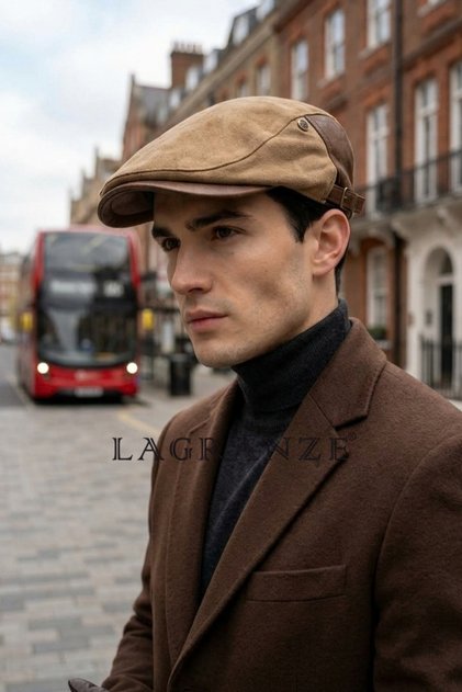 Men's Nubuck Cap Hat with Adjustable Leather Belt