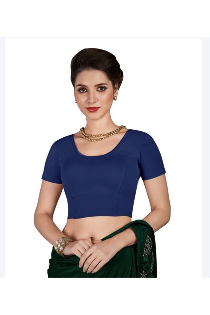 Premium Stretch Cotton Saree Blouse – Ready-to-Wear, Pull-On Style (Fits Sizes M & L)