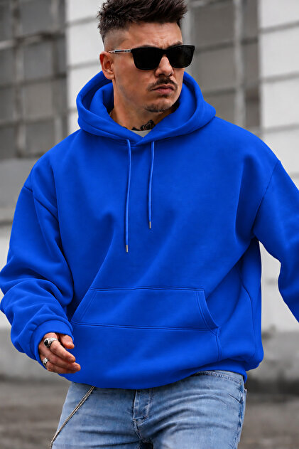 Unisex Erkek/Kadın KAPUŞONLU Renkli Pamuklu Oversize Sweatshirt