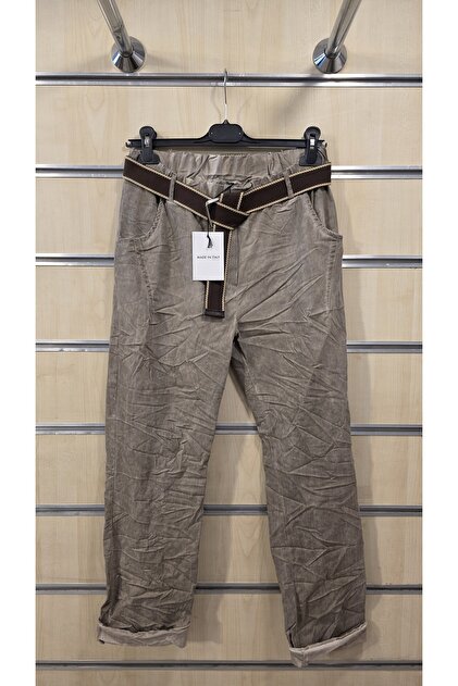 Italian Trousers with Belt Plain Pattern