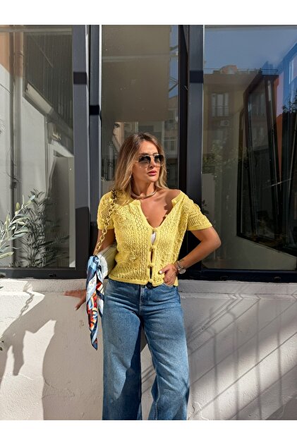 Sarı Orijinal Crochet Hırka
