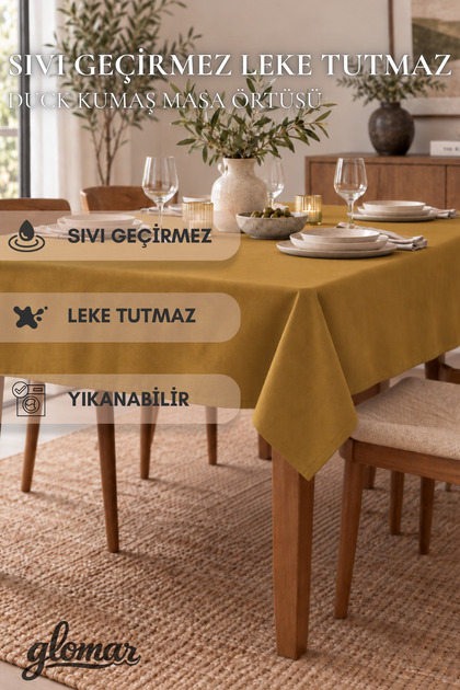 Mustard Soft Duck Tablecloth Water and Stain Repellent Modern Decorative Table Cover Tablecloth