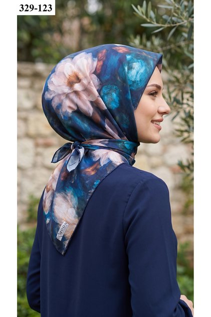 Soft Pamuk Eşarp (Lacivert Mint) 329-123