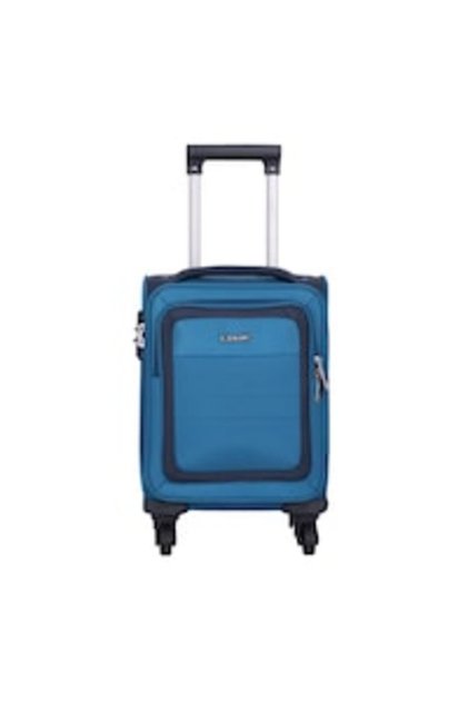 Troler cabina avion Wizz Air, 40x30x20 cm, 4 roti cu rotatie 360° detasabile, Textil, Flexibil si rezistent, Albastru