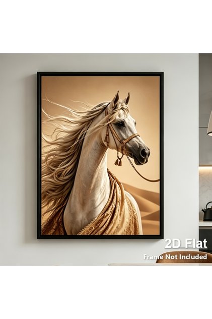 1pc Equestrian Desert Canvas Wall Art Print, Graceful White Arabian Horse Desert Dunes Canvas Poster, Gallery Office Bedroom Home Decor, Unframed