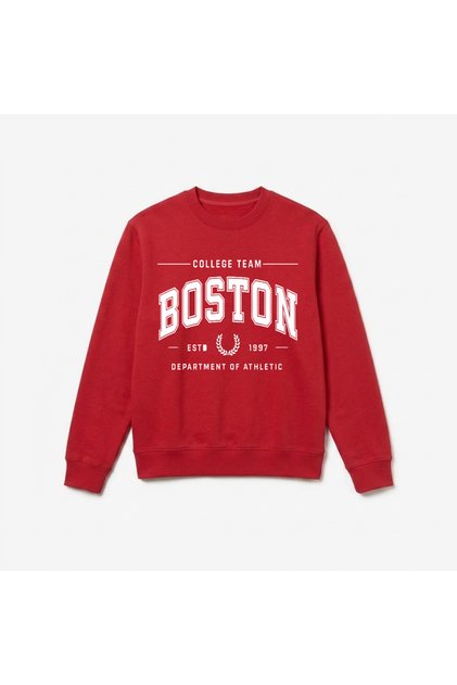 Boston Printed Premium Crew Neck Long Sleeve Sweatshirt