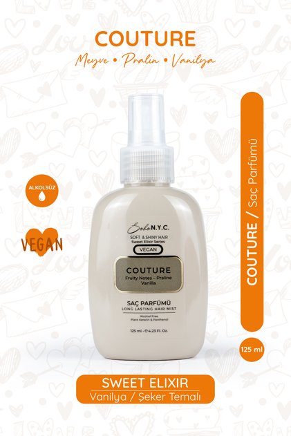 COUTURE -Meyve – Pralin – Vanilya- Kokulu Saç Parfümü 125 ml-ALKOLSÜZ