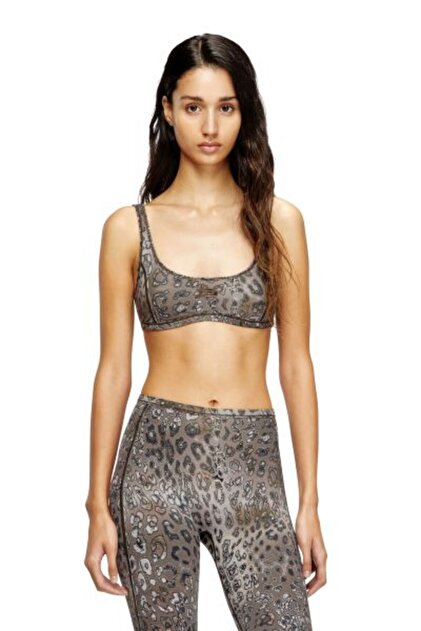 KAHVERENGİ LEOPAR DESENLİ D LOGOLU KADIN BRALET