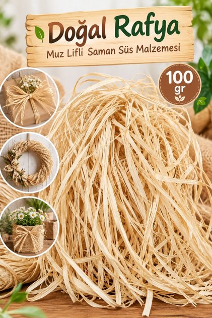 Natural Raffia 100 Gr Banana Fiber Straw Gift Packaging Basket Filler Decorative Ornament Handicraft Material