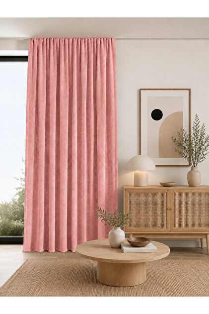 Ada Fon Pink Color Soft Textured Decorative Background Curtain