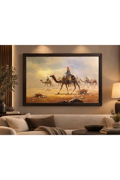 لوحة فنية عربية لجمال الجمال الصحراوي من سيجنتاتش، مقاس 60×120 سم مع إطار خارجي لتزيين الجدران