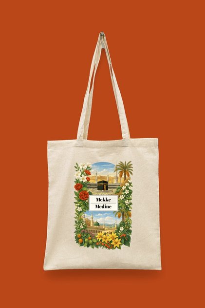 Ummet Geography Series 21 - Mecca Medina Islamic Series Tote Bag Printed Cloth Bag