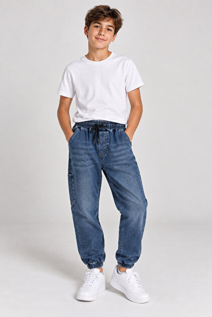 Atlas Elasticated Jeans - Denim Blue 08-14 Years