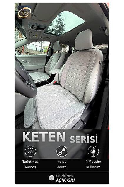 Kia EV9 (2023-2026) Ön ve Arka Koltuk Terletmez Dolgulu Keten Koltuk Minder / Kılıf Set