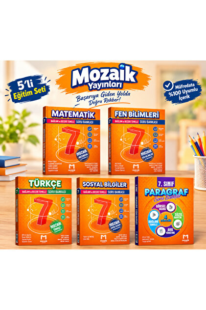 7. Sınıf Matematik Fen Türkçe Sosyal Paragraf Soru Bankası Seti 5 Kitap YENİ MAARİF MODEL