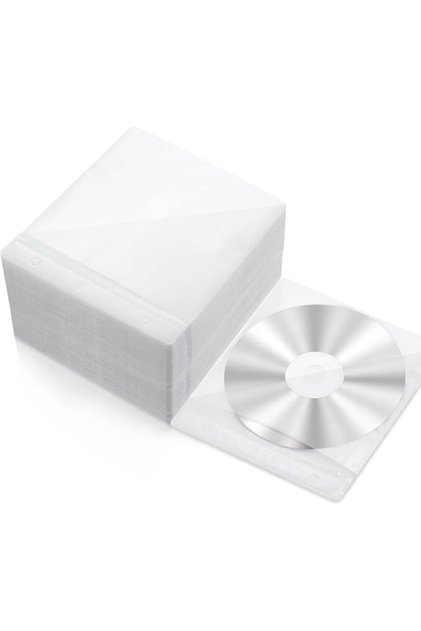 CD DVD Sleeves, Double-Sided Refill Plastic Disc Sleeve for CD & DVD Storage Binders Disc Case with