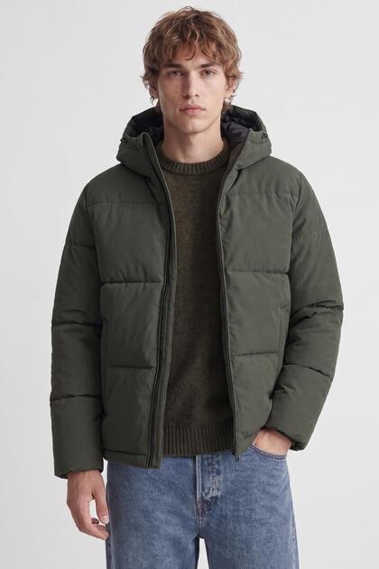 Men's Adjustable Lace-Up Hooded Puffer Jacket - Galaxy