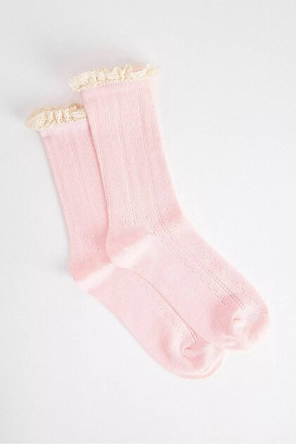 Urban Outfitters Dantelli Pembe Renk Çorap
