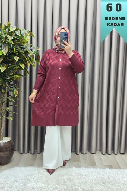Women's Clothing Large Size Buttoned Cold Yarn Battal Waterway Knitwear Cardigan