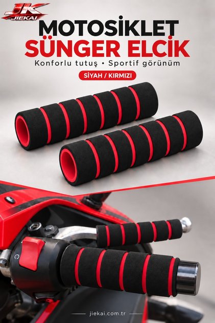 JK Motosiklet Sünger Elcik Kılıfı – Yumuşak Dokulu ** Siyah Kırmızı **