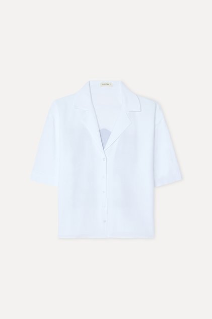 Women's White Printed Oversize Short Sleeve Shirt