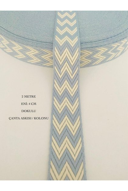 2 Metre, Eni 4 Cm Dokulu Bebe Mavisi Çanta Askısı, Dokuma Kolon, Çanta Sapı, Şerit