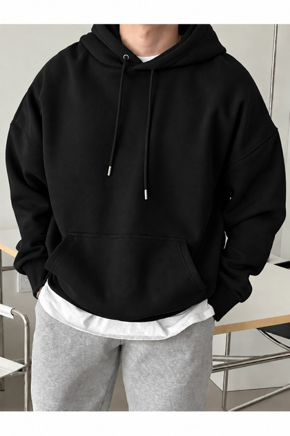 Unisex Erkek/Kadın KAPUŞONLU Renkli Pamuklu Oversize Sweatshirt