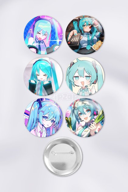 Hatsune Miku Vocaloid Çanta Süsü Rozet İğneli Buton Rozet Seti (6 Adet)