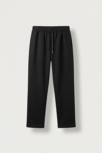 Pantaloni de trening pentru bărbați Regular Fit cu talie elastică și șireturi negru
