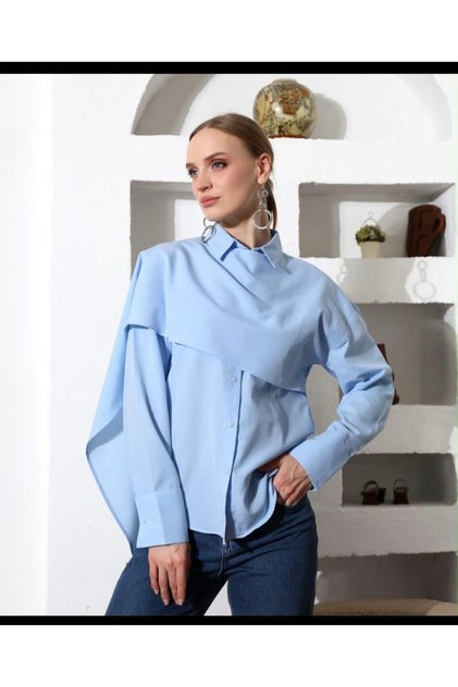Shirt, Shirt with Shawl Details