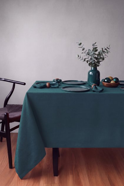 Velvet Textured Seamless Tablecloth, Sapphire Light Indigo