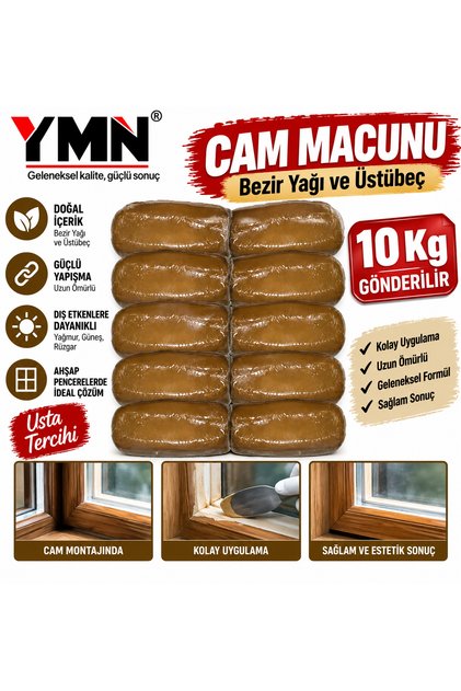 10 Kg Cam Macunu Bezir Yağı Üstbeç Kapı Pencere Kenarlarına Kullanılır