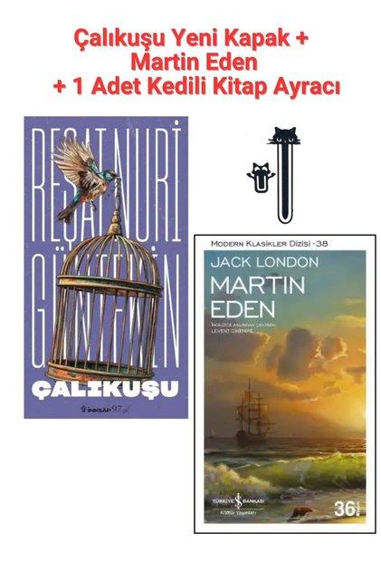 Çalkuşu - Reşat Nuri Güntekin, Martin Eden - Jack London, 1 Ad. Kedili Kitap Ayracı