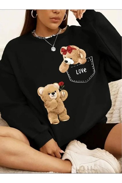 Unisex Erkek/Kadın KAPUŞONLU Renkli Pamuklu Oversize Sweatshirt