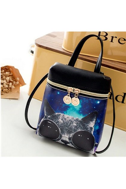 Women's Handbag 16X14X5 cm Crossbody Bag Pu Leather Mini Shoulder Bag with Cat Pattern